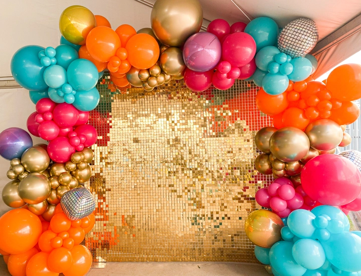 Light gold sequined wall rental